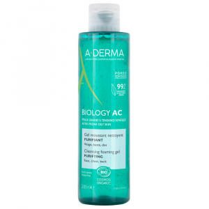 Gel de curatare spumant purificator A-Derma Biology AC, 200 ml