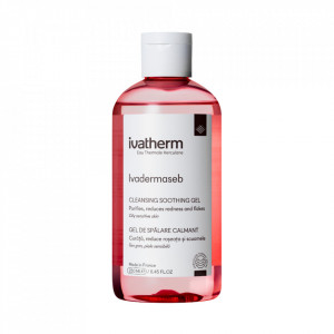 Gel de spalare calmant pentru piele sensibila cu roseata si scuame Ivadermaseb Ivatherm