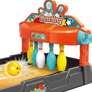 Joc Bowling Interactiv pentru Copii, cu pista si bile colorate, 73×24×8 cm