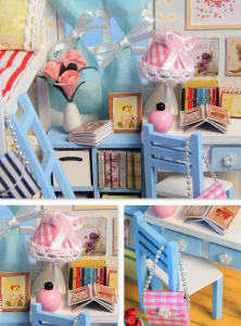 Kit Casuța DIY in Miniatura cu pat supraetajat, multicolora- Set Complet cu Mobilier si Accesorii