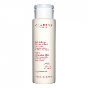 Lapte demachiant Clarins Velvet Cleansing Milk, cu gentiana alpina