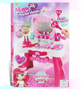 Masuta de toaleta My Magic Princess cu lumini și sunete, baghetă magică și set de accesorii cosmetice