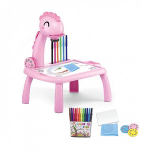 Masuta pentru desen cu proiector si accesorii, roz