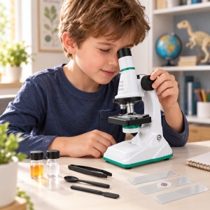 Microscop educational pentru copii, set STEM cu accesorii pentru experimente, 6 ani+ - Img 3