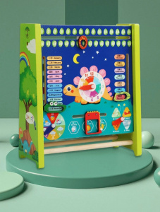 Numaratoare si calendar din Lemn pentru Copii 2 in 1 - Jucarie Educativa Montessori pentru Invatarea Matematicii Timpurii si Numarare