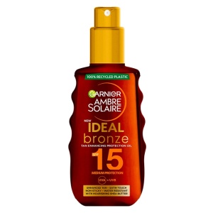 Pachet Garnier Ambre Solaire – Spray aftersun hidratant 200 ml + Ulei protectie solara bronz SPF 15 200 ml + Spray protectie solara fata SPF 50 75 ml.