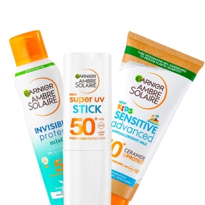 Pachet Garnier Ambre Solaire – Spray invizibil protectie solara SPF 50 200 ml + Lapte protectie solara copii SPF 50 200 ml + Stick protectie solara SPF 50 30 g
