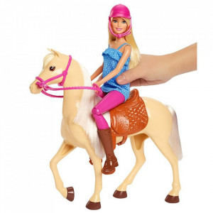 Papusa Barbie cu accesorii pentru calarit si cal - Img 4