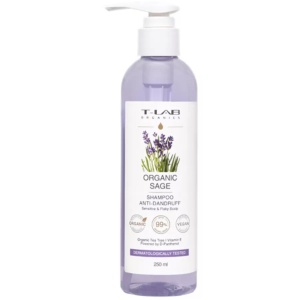 Sampon anti-matreata natural pentru scalp sensibil, cu extract de salvie T-LAB Organics, 250 ml