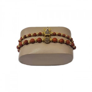 Set 2 bratari Attract din otel inoxidabil si zirconiu, Unisex, gold