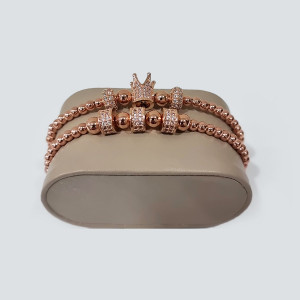 Set 2 bratari Royal din otel inoxidabil si zirconiu, Unisex, rosegold - Img 5