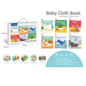 Set 6 carti educationale, senzoriale, textile pentru bebelusi