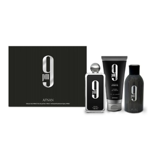 Set cadou 9 pm Afnan, Apa de Parfum, Barbati, 100 ml + Gel de dus 150 ml + Deodorant spray, 150 ml