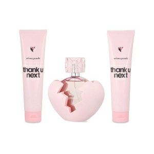 Set cadou Ariana Grande, Thank U Next, Apa de Parfum, Femei, 100 ml + Lotiune de corp, 100 ml + Gel de dus, 100 ml 