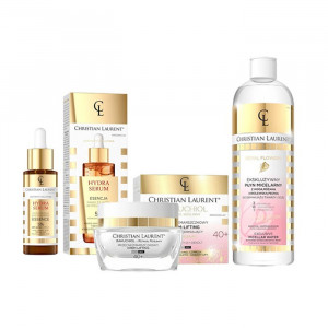 Set cadou Crema de fata, Christian Laurent, bioBakuchiol Y-Reshape, Anti-Wrinkle Intensely Firming Cream-Lifting 40+, 50 ml + Ser hidratant Hidra Serum, 5 %, 30 ml + Lotiune micelara Royal Flowers Exclusive, 500 ml