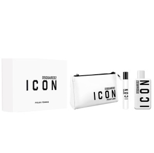 Set cadou Dsquared2 Icon Pour Femme, Apa de Parfum, 100 ml + 10 ml si geanta
