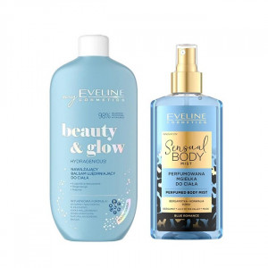 Set cadou Eveline Cosmetics Spray de corp Blue Romance Sensual Body Spray, 150 ml + Balsam hidratant pentru corp, Hydragenious, 350 ml 1