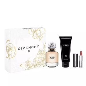 Set Cadou Givenchy L'Interdit, Femei, Apa de Parfum, 50 ml + Lotiune de Corp, 75 ml + ruj mini Le Rouge Intense Silk N116 Nude Boisé