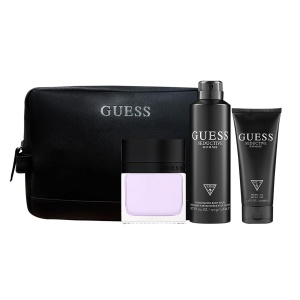 Set Cadou Guess, Seductive Homme, Apa de Toaleta, 100 ml + Deodorant, 226 ml + gel de dus, 100 ml + geanta