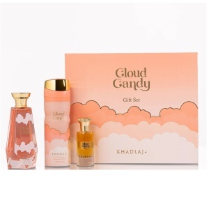 Set cadou Khadlaj Cloud Candy, Femei Extract de Parfum, 100 ml + Spray de corp, 200 ml + Ulei Parfum Concentrat, 20 ml