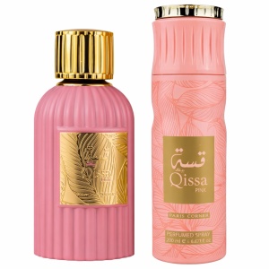 Set cadou Qissa Pink Oriental Collection Paris Corner, Femei, Apa de Parfum, 100 ml + Deodorant Spray 200ml