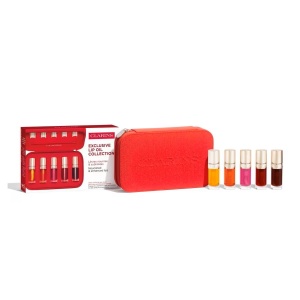 Set Clarins Lip Comfort Oil Collection – 5 Uleiuri Hidratante pentru Buze + Pouch Cosmetic