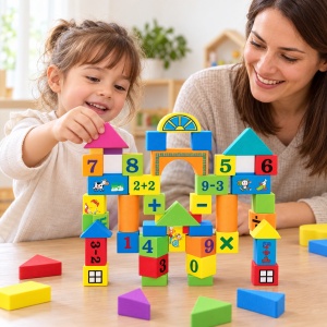 Set de constructie din spuma, 47 piese colorate cu cifre, animale si tangram, multicolor, 18 luni+ - Img 3