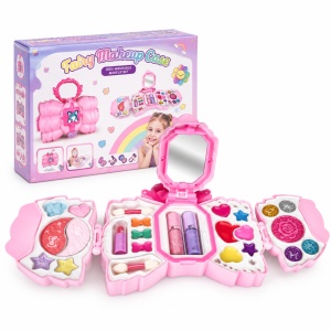 Set de infrumusetare pentru fete in gentuta tip funda, cu oglinda si cosmetice, roz - Img 2