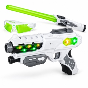 Set de joaca Space Weapon cu pistol, sabie telescopica luminoasa si ochelari, efecte de lumina si sunet, 3 ani+. - Img 5
