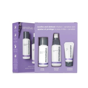 Set Dermalogica Sensitive Skin Rescue Kit, Gel de Curatare UltraCalming, 50 ml + Lotiune Mist Calmanta UltraCalming, 50 ml + Gel Hidratant UltraCalming cu Glicerina pentru Zi si Noapte, 15 ml