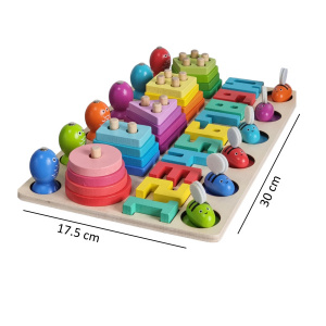 Set Educativ logaritmic Montessori din Lemn - Multifunctional 4 in 1