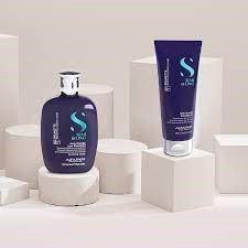 Set pentru neutralizarea tonurilor de portocaliu, Sampon 1000ml + Balsam 200ml, Alfaparf Milano Semi Di Lino Brunette - Img 3