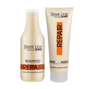 Set Sleek Line Repair – Sampon, 300 ml si Masca cu proteine din matase pentru par deteriorat, 250 ml