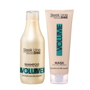 Set Sleek Line Volume – Sampon, 300 ml si Masca pentru volum intens cu proteine din matase, 250 ml