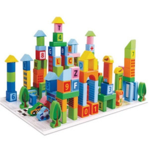 Set Smart Town 100 cuburi lemn