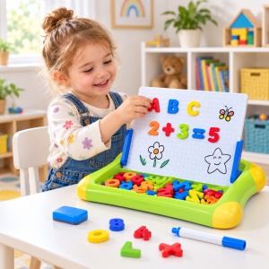Tablita magnetica educativa First Classroom 2 in 1, litere, cifre, simboluri, marker si burete, multicolor, 3+ ani - Img 3