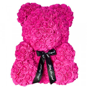 Ursulet floral fucsia din trandafiri 40 cm