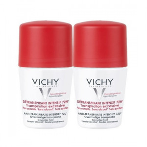Pachet Deodorant roll-on tratament intensiv anti-transpirant 72h, 50 ml + 50 ml, Vichy