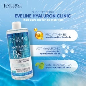 Apa micelara Eveline Cosmetics, Hyaluron Clinic B5, 500 ml