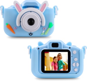 Aparat Foto Digital pentru Copii cu Design Iepuras - Camera Reincarcabila cu Jocuri si Ecran Interactiv