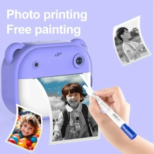 Aparat Foto Instant pentru Copii - Camera Printare Instantanee cu Design Dragut, Include Role Hartie 