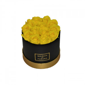Aranjament floral cutie rotunda neagra cu trandafiri de sapun - Img 6