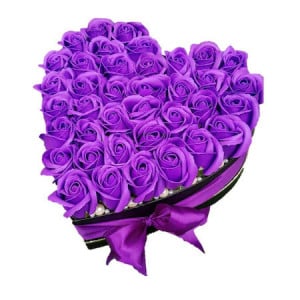Aranjament floral inima cu trandafiri de sapun Special L, mov