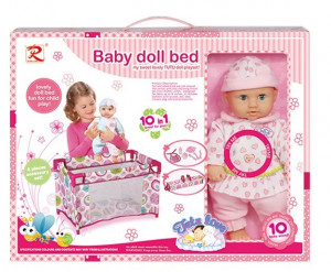 Bebelus de Jucarie cu Patut si accesorii Baby Doll Tutu Love