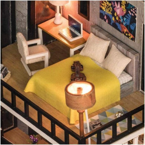 Casuta De Asamblat DIY in miniatura din lemn cu mobilier, Joc interactiv, educational 2