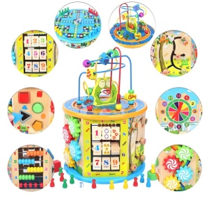 Centru din lemn educativ Montessori, 8 in 1 Broscuta