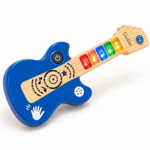Chitara muzicala interactiva pentru copii, butoane tactile, lumini, melodii si sunete, albastru, 12 luni+ - Img 3