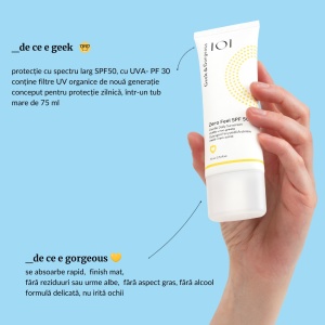 Crema de fata cu SPF 50 pentru protectie solara zilnica Zero Feel, 75 ml, Geek & Gorgeous