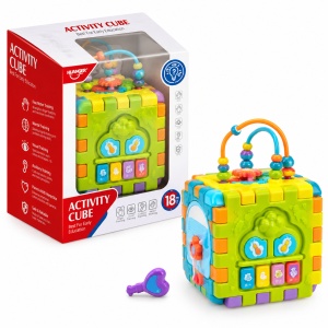 Cub educativ multifunctional 6 in 1 pentru copii, cu activitati senzoriale si motricitate fina, 18 luni+ - Img 2