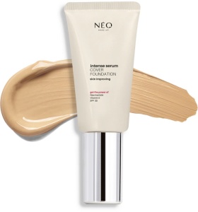 Fond de ten cu SPF 30 Nuanta 01 Porcelain Intense Serum Cover Foundation, 30 ml, Neo Make Up
